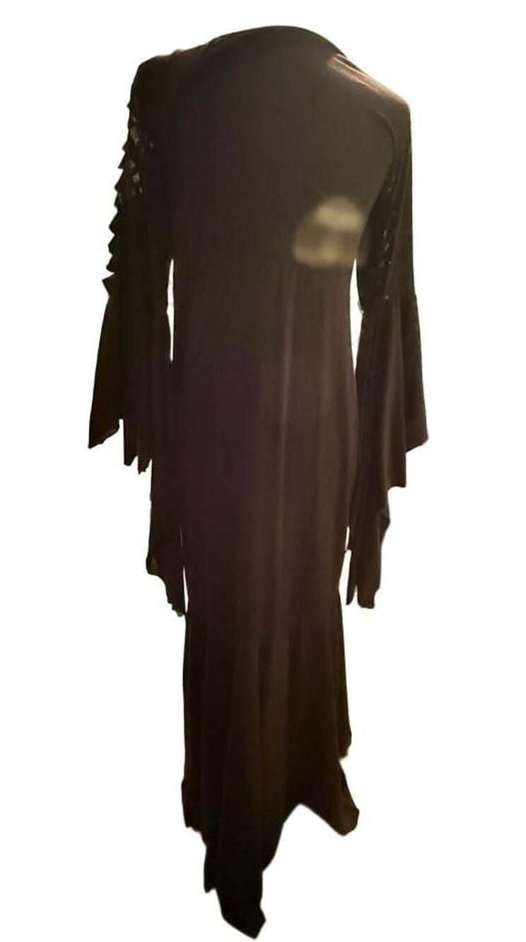 Gothic Medieval Lace-Up Long Sleeve Black Dress Costume - Picture 9 of 10